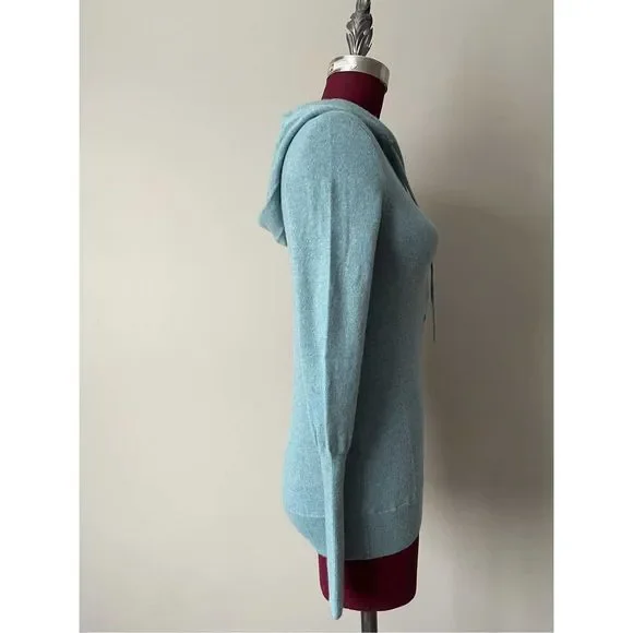 J.Crew Collection Cashmere Getaway Hoodie in Blue Henley Sweater S - Picture 3 of 9